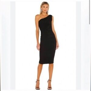 House of Harlow black mesh one shoulder dress